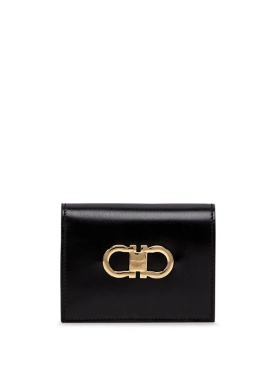 Ferragamo Black Gancini Leather Wallet