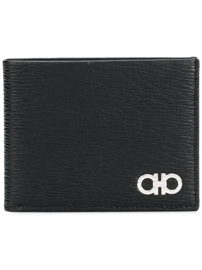 Ferragamo Black Gancini Leather Wallet