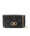Ferragamo Black Gancini Mini Embossed Crossbody Bag In Black