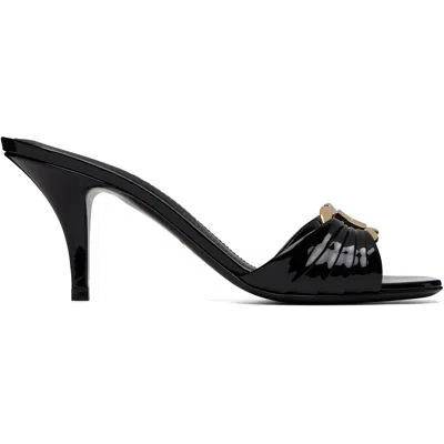 Ferragamo Black Gancini Ordnance Slide Sandals
