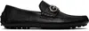 Ferragamo Black Gancini Ornament Driver Loafers