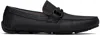 Ferragamo Black Gancini Ornament Driver Loafers