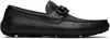 Ferragamo Black Gancini Ornament Driver Loafers