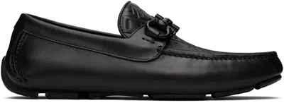 Ferragamo Black Gancini Ornament Driver Loafers