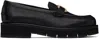 Ferragamo Black Gancini Ornament Loafers In 001 Nero Nero Nero