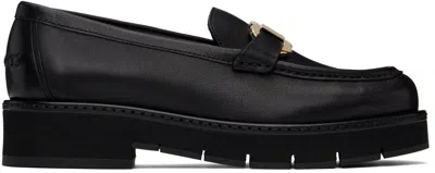 Ferragamo Black Gancini Ornament Loafers In 001 Nero Nero Nero