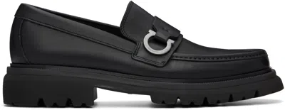 Ferragamo Black Gancini Ornament Loafers