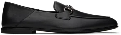 Ferragamo Black Gancini Ornament Loafers In Nero