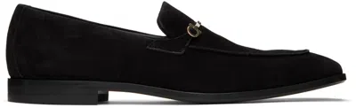 Ferragamo Gancini-plaque Suede Loafers In Black