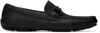 Ferragamo Black Gancini Ornament Loafers In Nero
