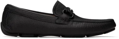 Ferragamo Black Gancini Ornament Loafers In Nero