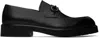 Ferragamo Black Gancini Ornament Loafers In Nero