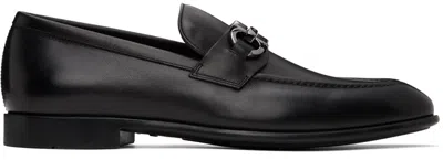 Ferragamo Black Gancini Ornament Loafers In Nero New Biscotto