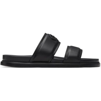 Ferragamo Black Gancini Ornament Slide Sandals