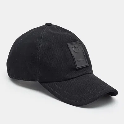 Pre-owned Ferragamo Black Gancini Patch Denim Baseball Cap One Size