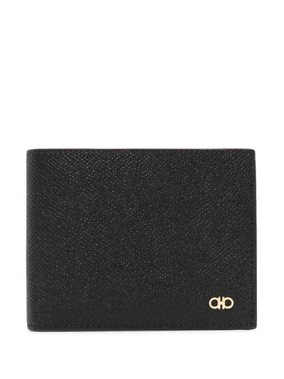 Ferragamo Black Gancini-plaque Leather Wallet