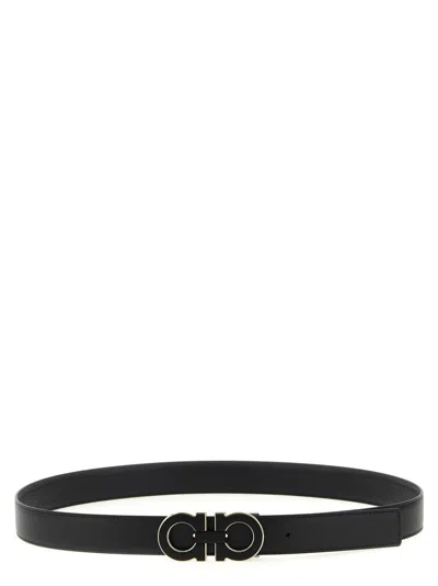 FERRAGAMO BLACK GANCINI REVERSIBLE BELT