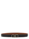 Ferragamo Black Gancini Reversible Belt In Brown