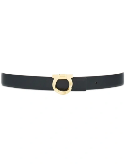Ferragamo Black Gancini Reversible Leather Belt