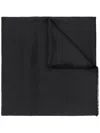 Ferragamo Fringed Jacquard Silk-wool Blend Shawl In Black