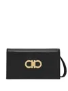 Ferragamo Mini Double Gancio Leather Shoulder Bag In Black
