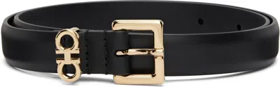 Ferragamo Black Gancini Skinny Belt