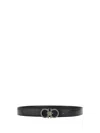 Ferragamo Black Gancini Solid Reversible Belt In Black