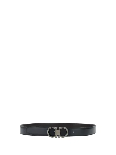 Ferragamo Black Gancini Solid Reversible Belt