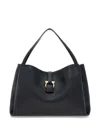 Ferragamo Buckle Strap Soft Structure Shoulder Bag In Black