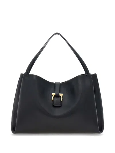 Ferragamo Black Gancini Tote Bag