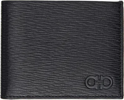 Ferragamo Black Gancini Id Window Wallet In Nero Dark Rain