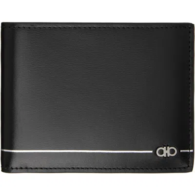 Ferragamo Black Gancini Wallet In Nero || Nero || Nero