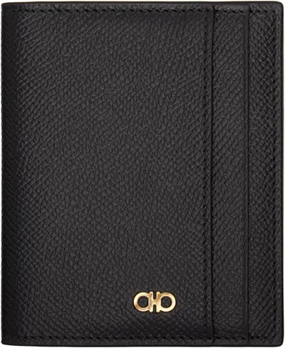 Ferragamo Black Gancini Window Credit Card Holder