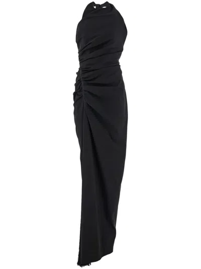 Ferragamo Black Gathered Halterneck Dress