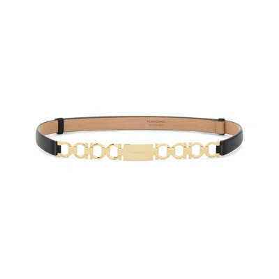Ferragamo Black  Gold Belts In Multicolor