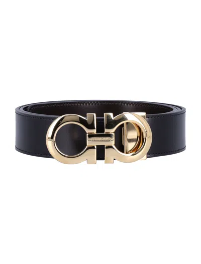 Ferragamo Black Golden Buckle Cut To Size Belt