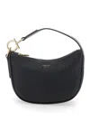 Ferragamo Black Handbag With Top Handle With Gancini And Embossed Logo Lettering On The Front In Grained Leath In Black