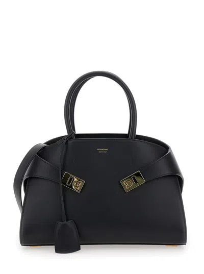 FERRAGAMO BLACK HUG SATCHEL