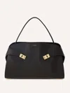 Ferragamo Medium Hug Calfskin Shoulder Bag In Black
