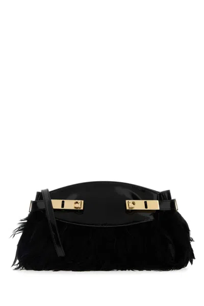 FERRAGAMO BLACK HUG SHOULDER BAG