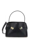 Ferragamo Small Hug Grained Leather Top Handle Bag In Black