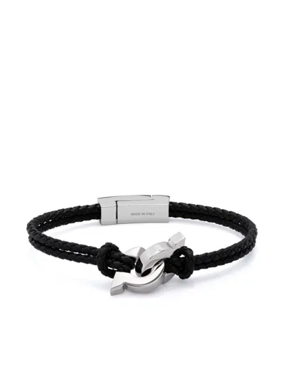 Ferragamo Black Intertwined Gancini Double Woven Bracelet