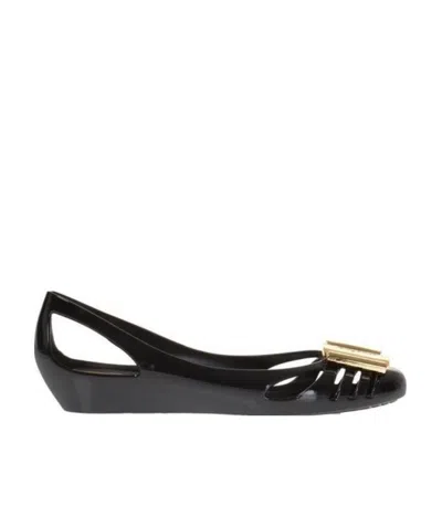 Ferragamo Black Jelly Ballet Shoes