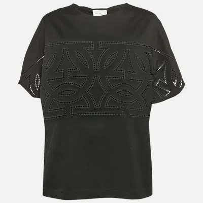 Pre-owned Ferragamo Black Jersey Cut-out Detail Top L
