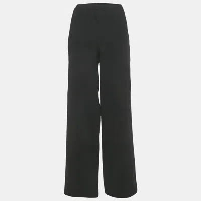 Pre-owned Ferragamo Black Jersey Stretch Waist Wide Leg Trousers M