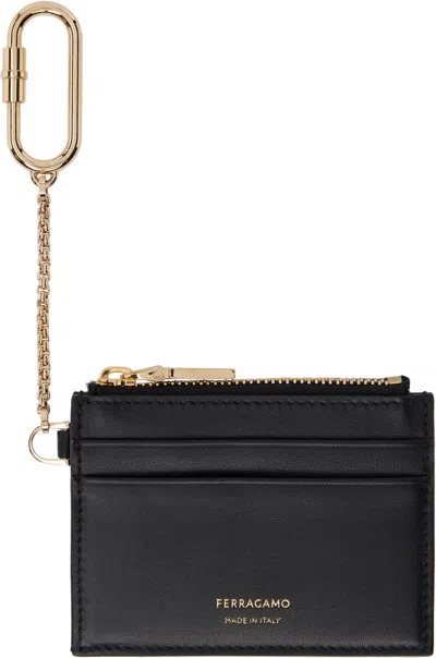 Ferragamo Black Keychain Card Holder In 001 Nero Nero