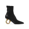 Ferragamo Black Lamb Leather High Heel Boots In Black