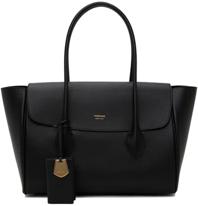 Ferragamo Black Large Tote In 004 Nero