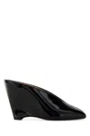 Ferragamo Black Leather Alicia 95 Mules In Black