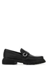 Ferragamo Chunky Sole Loafers With Metal Buckle Detail In Black